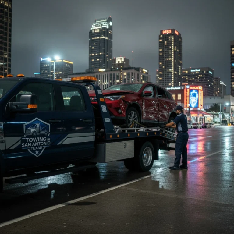 Roadside assistance for flat tire on San Antonio highway