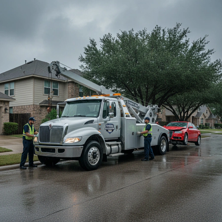 Tow truck at San Antonio impound lot